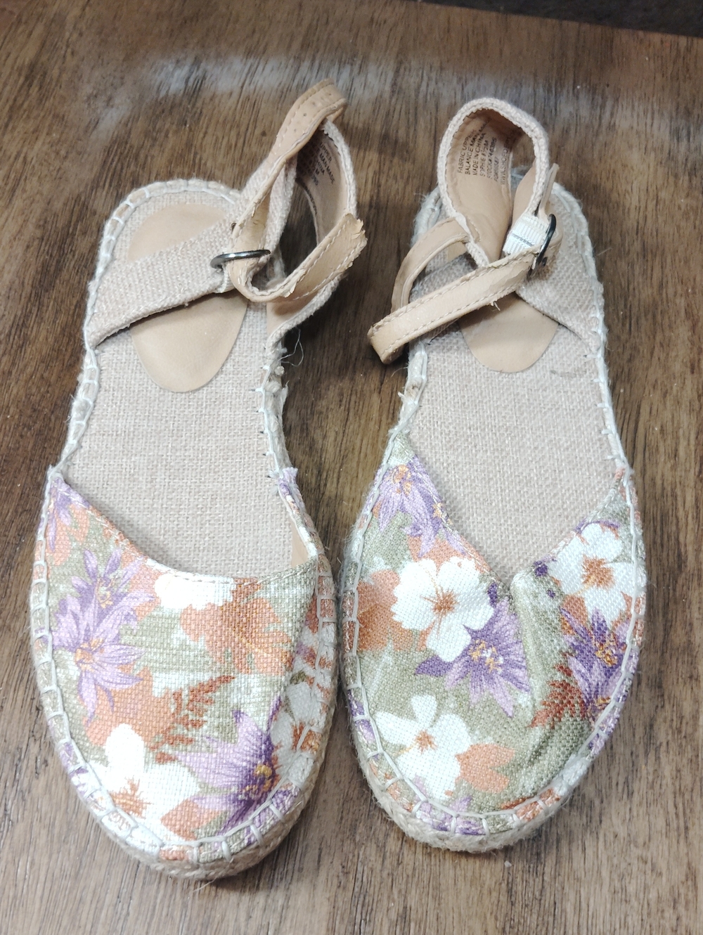 Mojo Moxy Floral Espadrille Slingbacks - Beige with Lavender & Peach Flowers